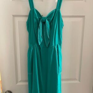 Chic Teal Midi Dress with Bow Detail